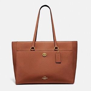 Coach Crossgrain Leather Folio Tote 1941 Saddle/Gold